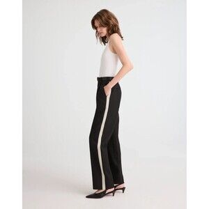 Madewell Signature Trouser Pants 6 Jet Black Side Stripe Straight Leg NWT NX589